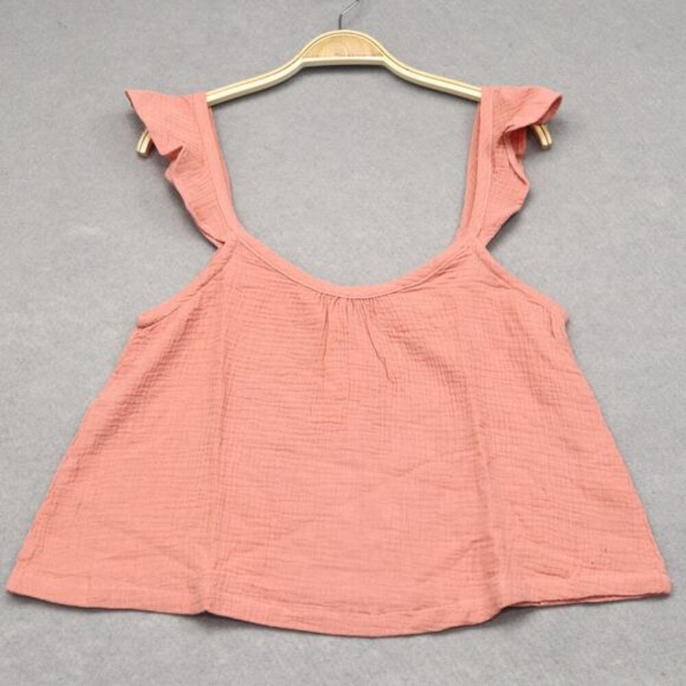 NWT Marine Layer Jude Flutter Sleeve Tank M Rosette 100% Cotton Gauzy Beach Boho - Picture 5 of 10